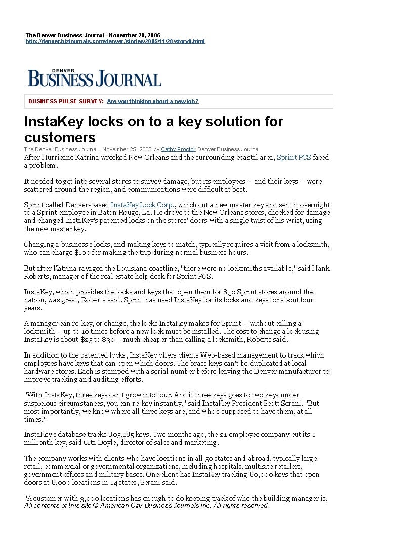 InstaKey Locks onto a Key Solution for Customers