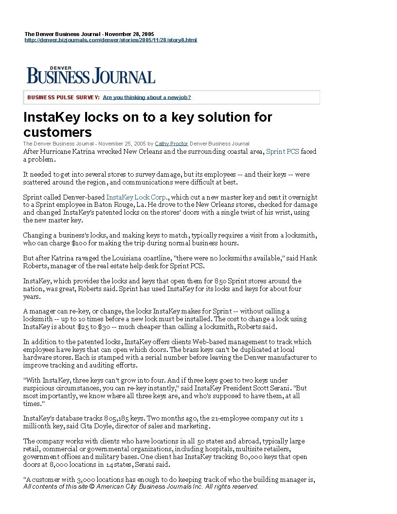 InstaKey Locks onto a Key Solution for Customers