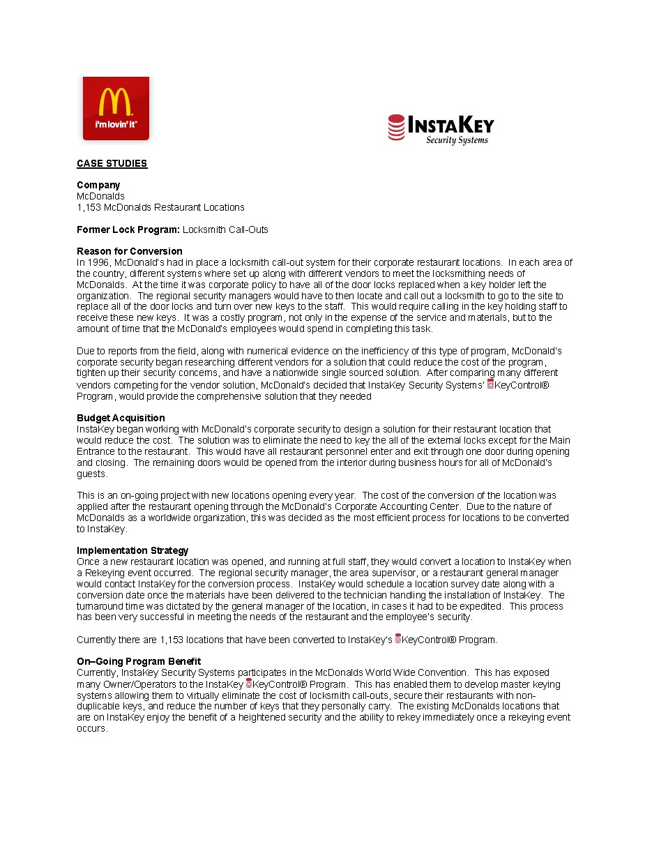 McDonald’s – A Case Study